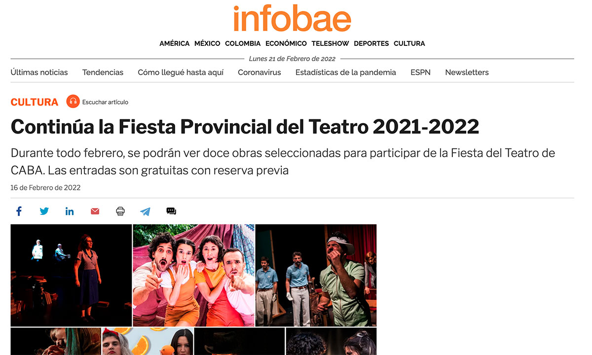 Continúa la Fiesta Provincial del Teatro 2021-2022