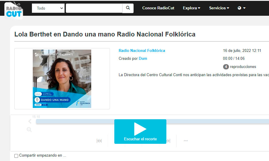 Lola Berthet en Dando una mano Radio Nacional Folklórica