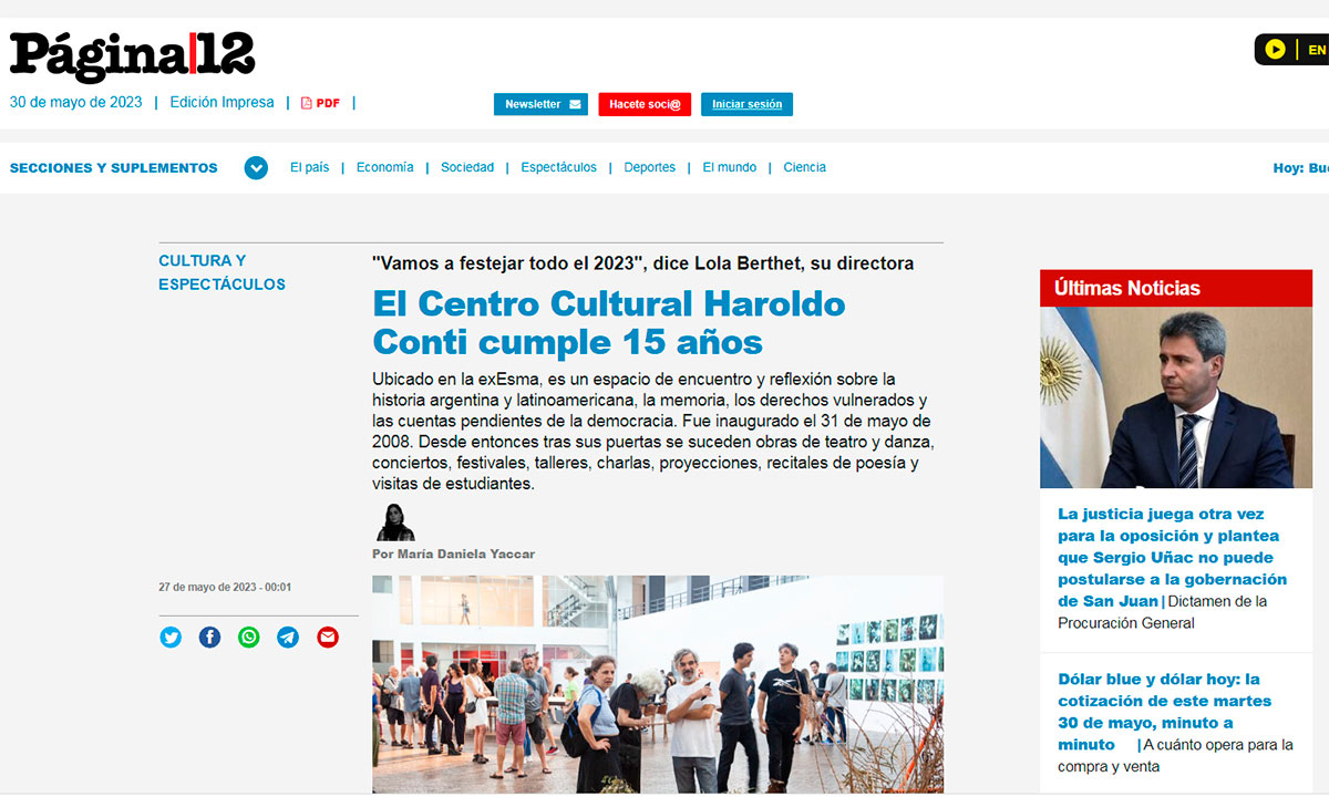 El Centro Cultural Haroldo Conti cumple 15 años