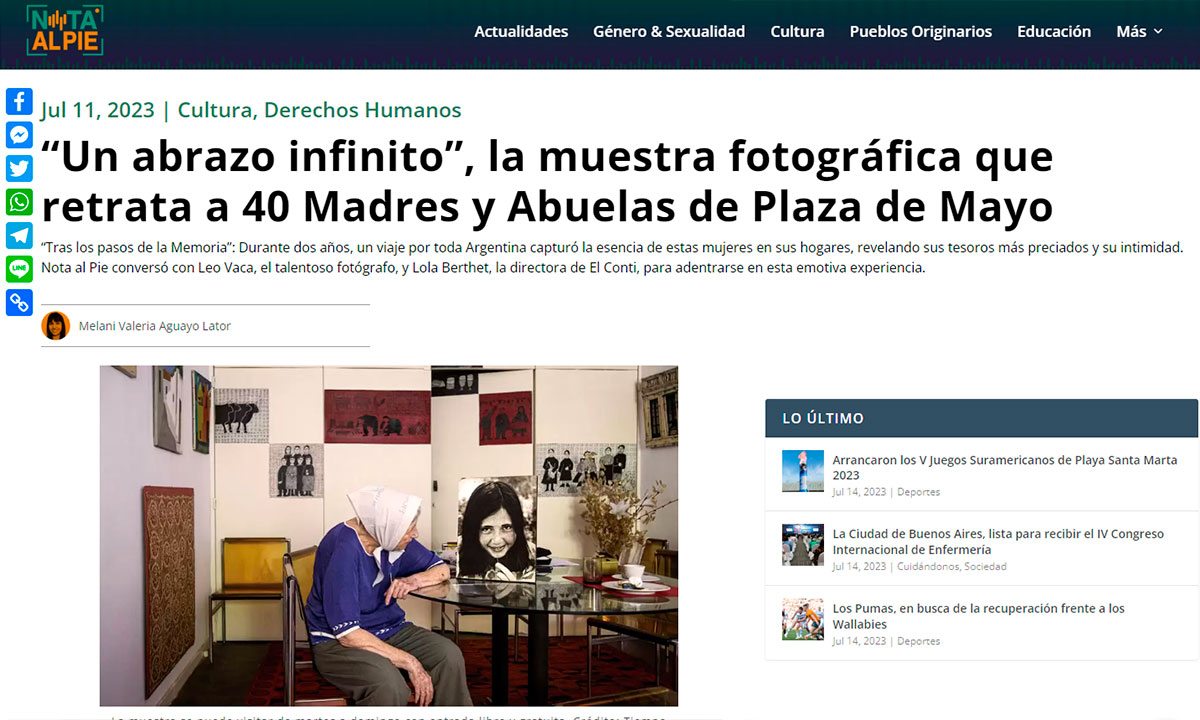 “Un abrazo infinito”, la muestra fotográfica que retrata a 40 Madres y Abuelas de Plaza de Mayo