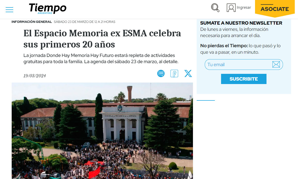 El Espacio Memoria ex ESMA celebra sus primeros 20 años