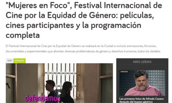 Mujeres en Foco", Festival Internacional de Cine por la Equidad de Género en el Conti